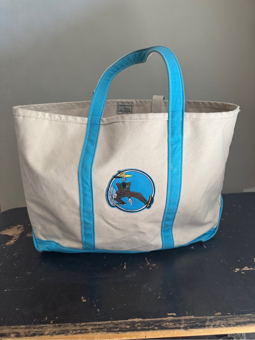 Vintage L.L. Bean Boat & Tote Canvas large Bag Blue, Grateful Dead Shakedown St